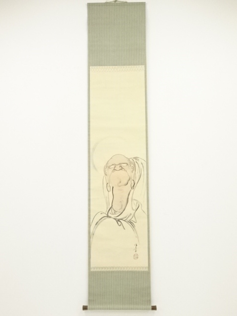 JAPANESE HANGING SCROLL / HAND PAINTED / DARUMA / BY KUNITARO TERAMATSU